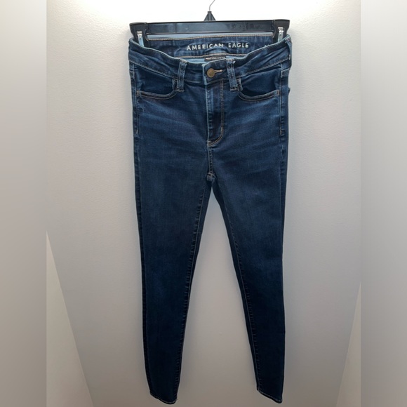 American Eagle Next Level Stretch 0 Super High Waisted Jegging Dark Wash - Picture 1 of 5